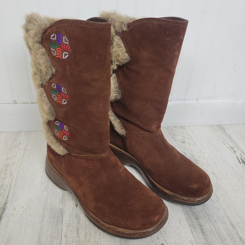 Dansko Brown Suede Ankle Boots with Fur Trim
